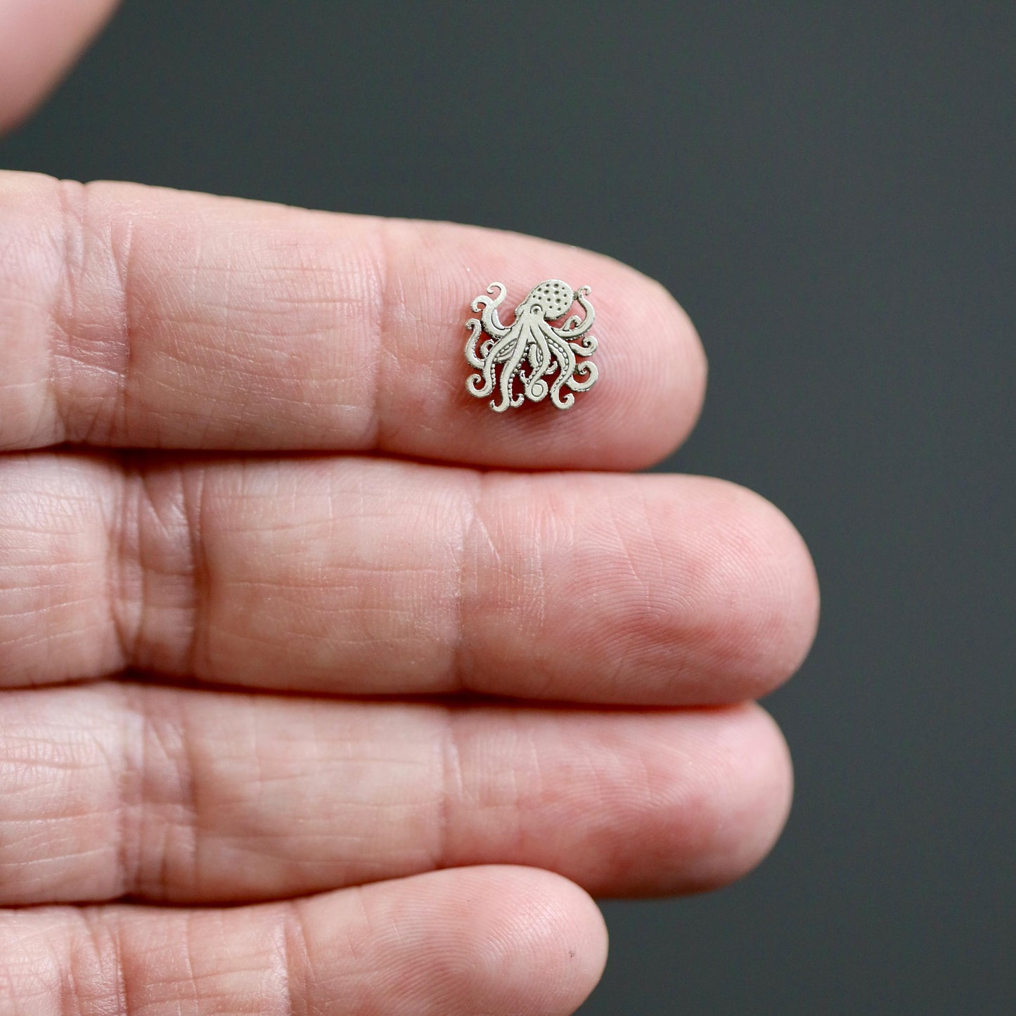 Octopus Accent Charm Solderable Jewelry Embellishment Ocean Accent Component Sterling Silver Findings
