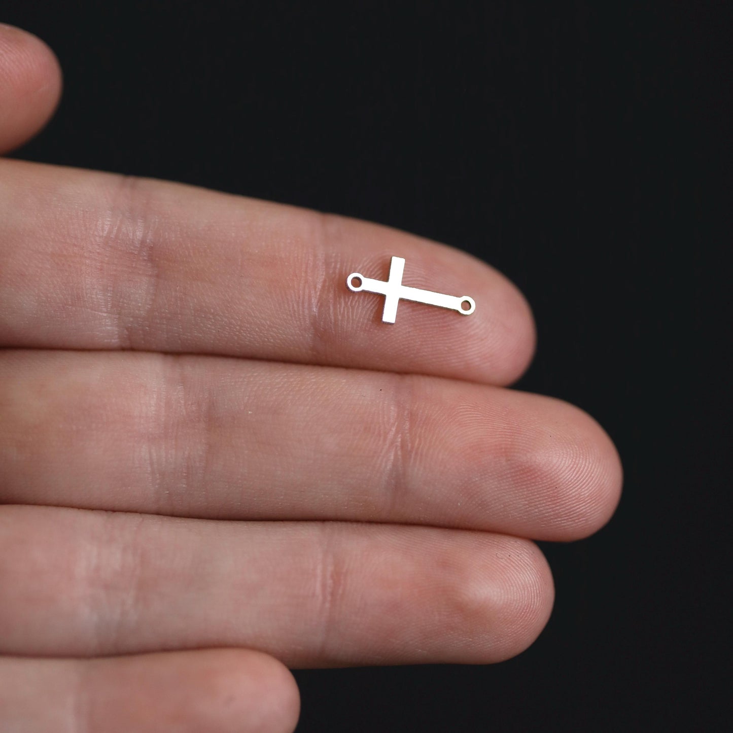 Cross Connector Charm Christian Jewelry Supplies Small Religious Necklace Charm Sterling Silver Findings