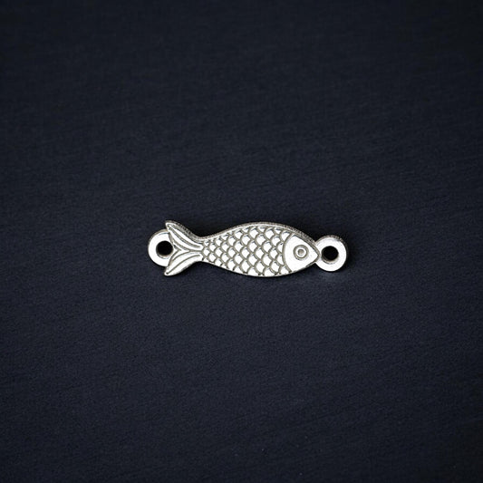 Sterling Silver Fish Connector Charm • Fishing Jewelry Supplies • Ocean Pendant Link • Sterling Silver Findings