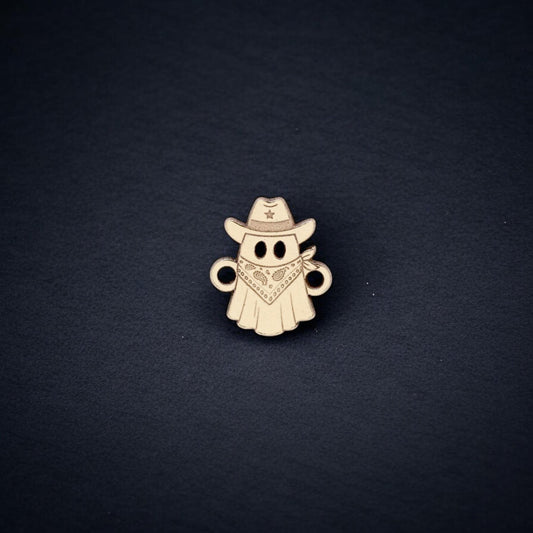 14k Gold Filled Sheriff Cowboy Ghost Connector Charm • Western Halloween Jewelry Supplies • Spooky Pendant Link • 14k Gold Filled Findings