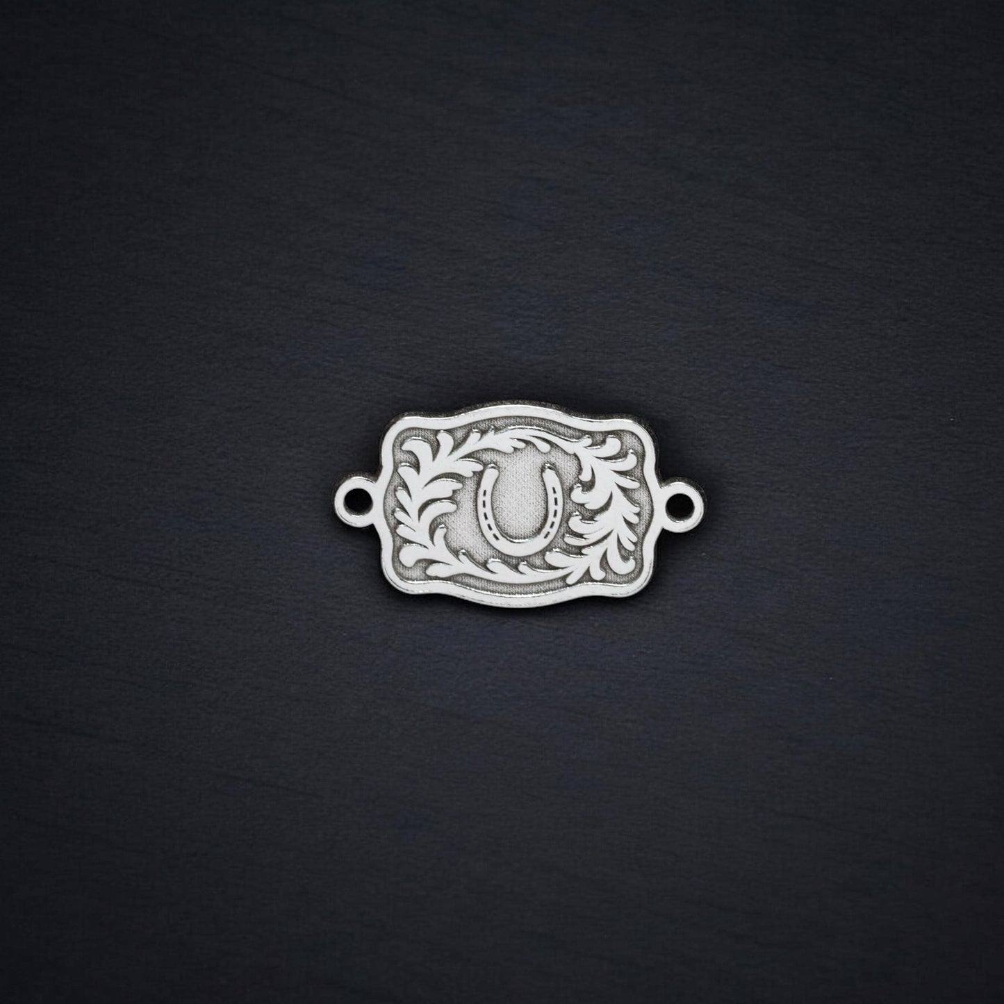 Sterling Silver Horseshoe Belt Buckle Connector Charm • Western Jewelry Supplies • Lucky Pendant Link • Sterling Silver Findings