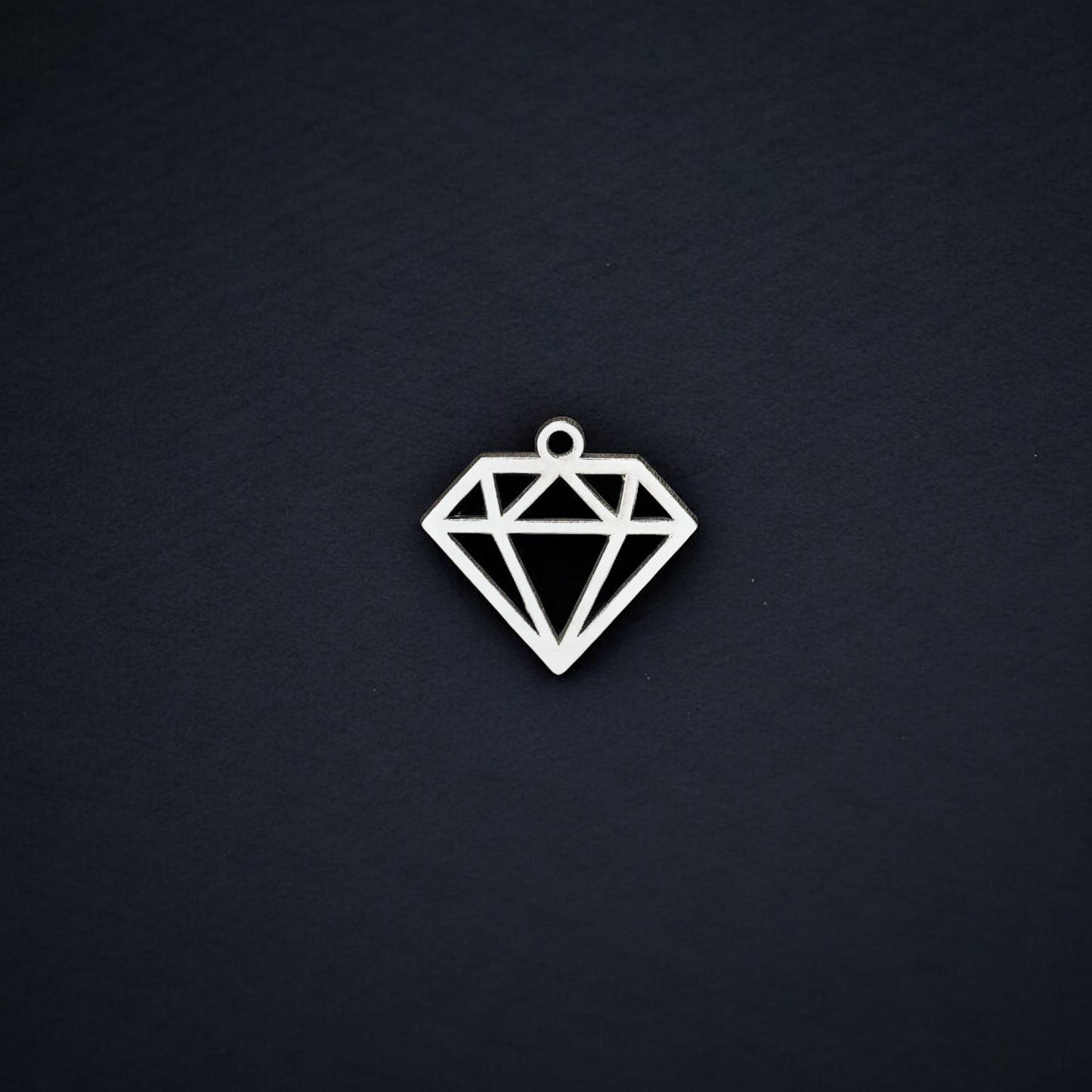 Sterling Silver Diamond Cutout Dangle Charm • Geometric Pendant Jewelry Supplies • Modern Accent • Sterling Silver Findings