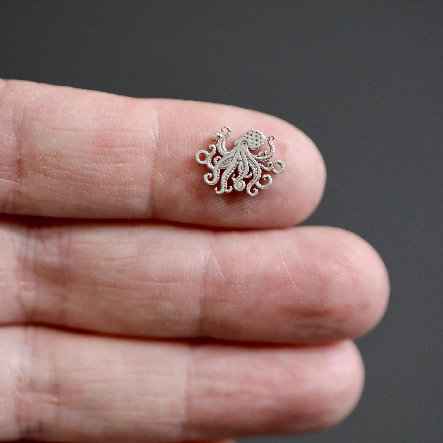 Sterling Silver Octopus Connector Charm Nautical Sea Life Jewelry Link Ocean Beach Connector for Bracelets and Necklaces