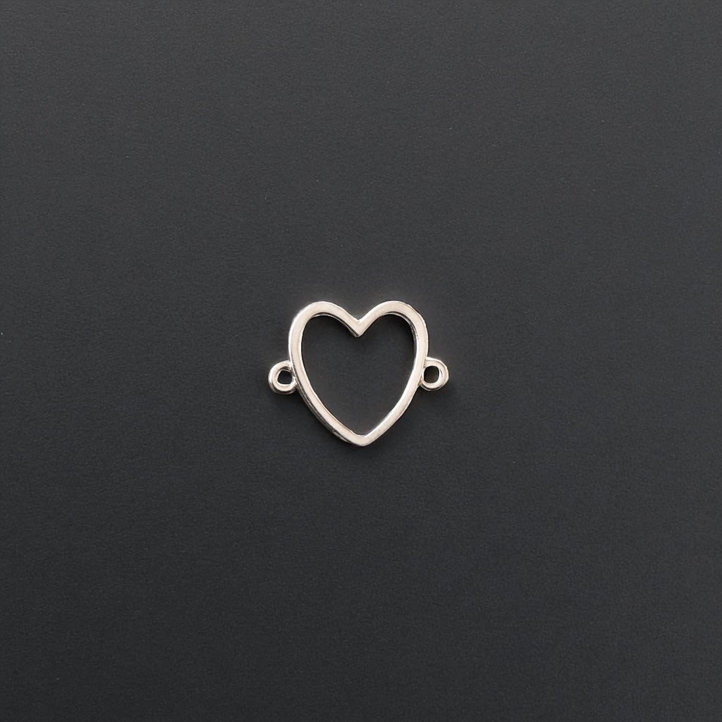 Sterling Silver Heart Cutout Connector Charm • Minimalist Jewelry Link • Love Connector for Bracelets, Necklaces, and Earrings
