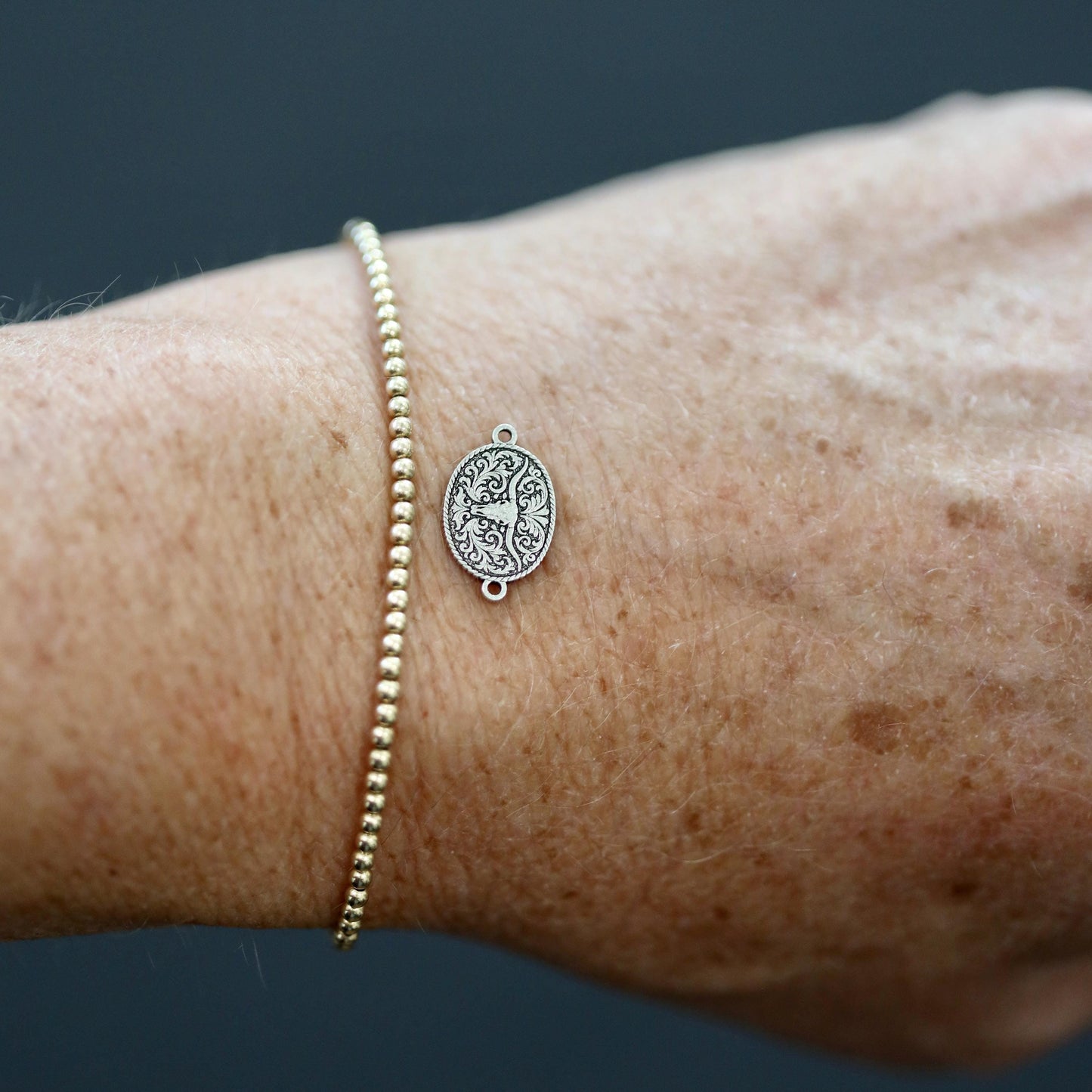 Sterling Silver Longhorn Belt Buckle Connector Western Charm Cowboy Jewelry Supply Country DIY Jewelry