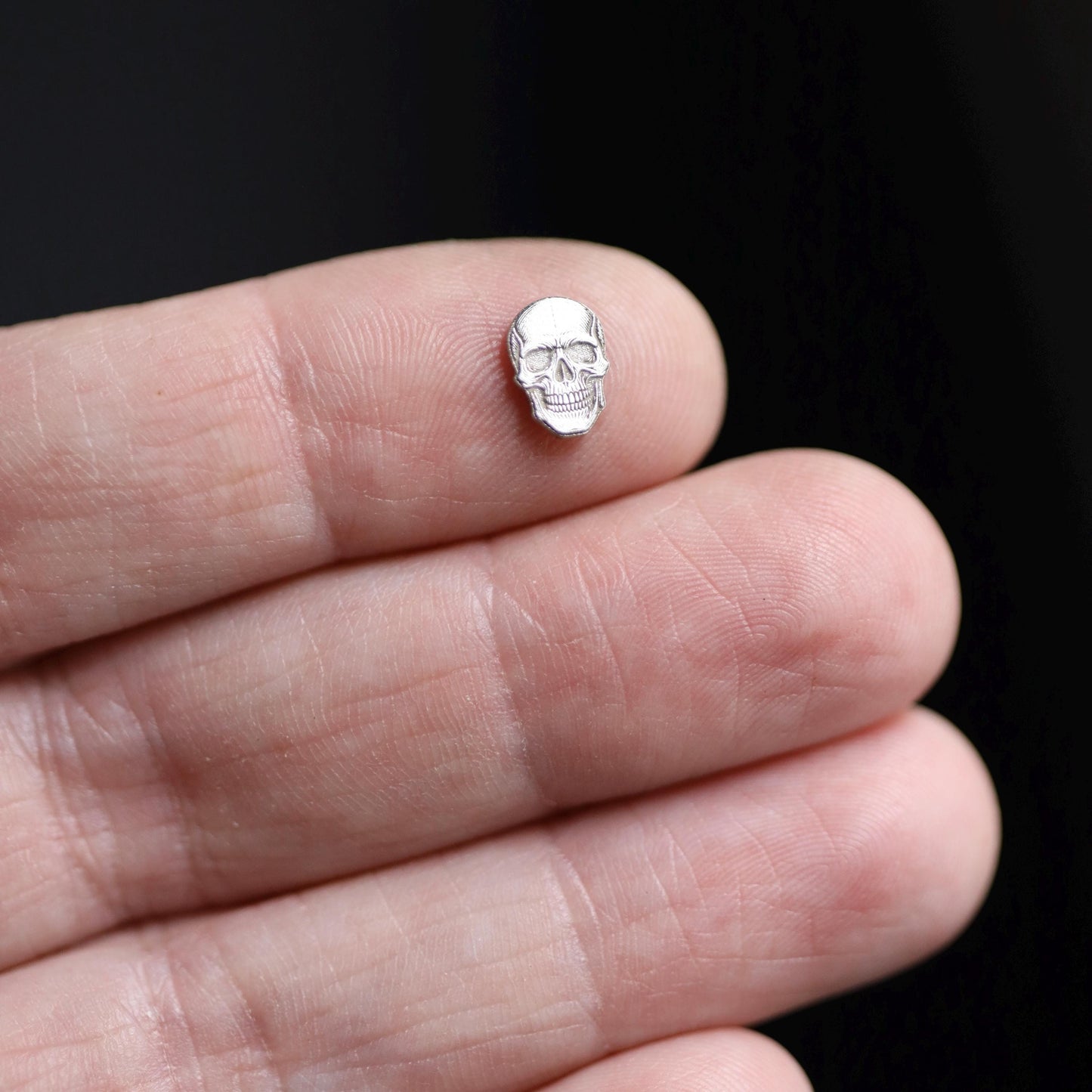 Sterling Silver Skull Accent Charm Solderable Embellishment Halloween Jewelry Component Gothic Jewelry Supply Spooky Charm