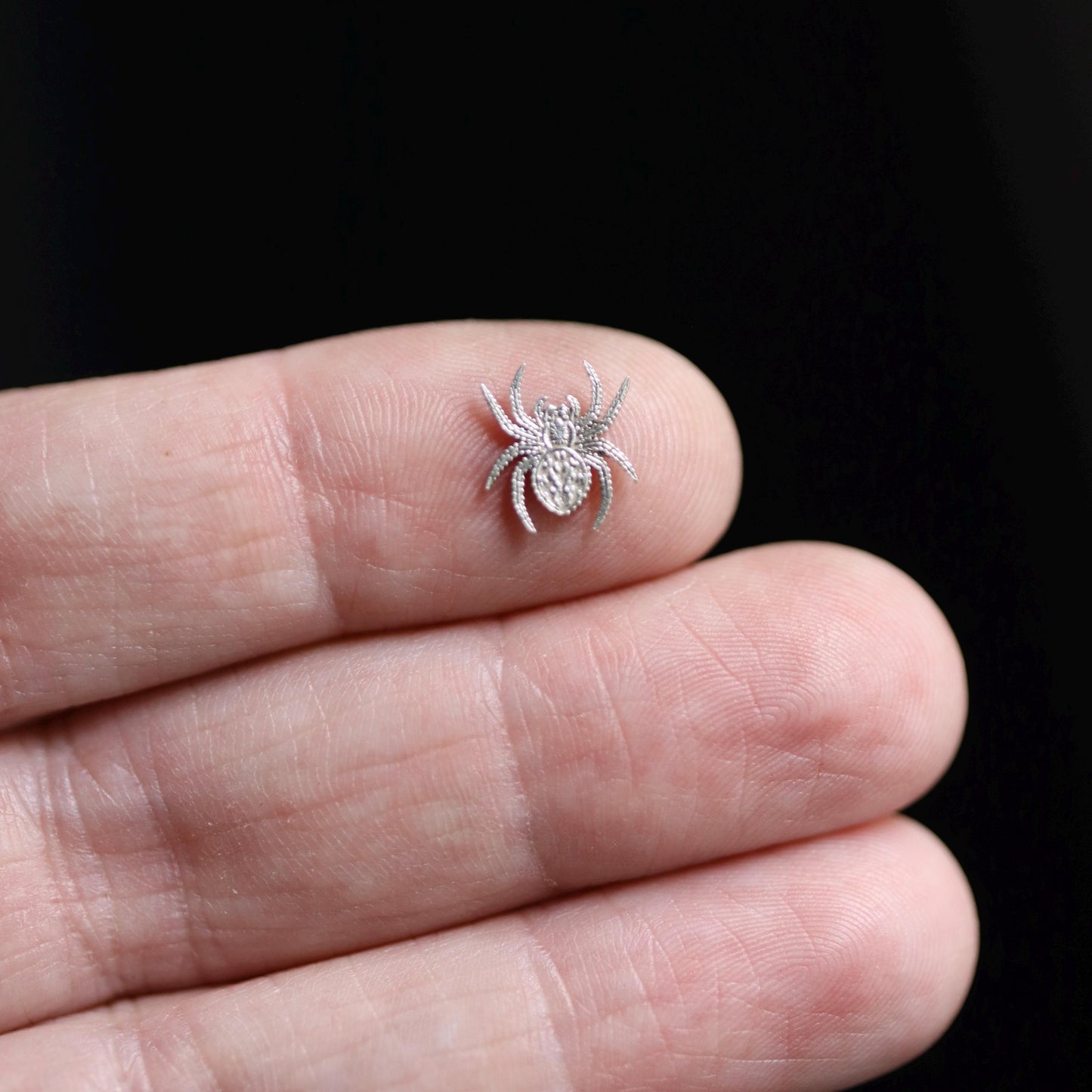 Spider Accent Charm Solderable Embellishment Gothic Halloween Jewelry Component Creepy Crawler Charm Sterling Silver Findings
