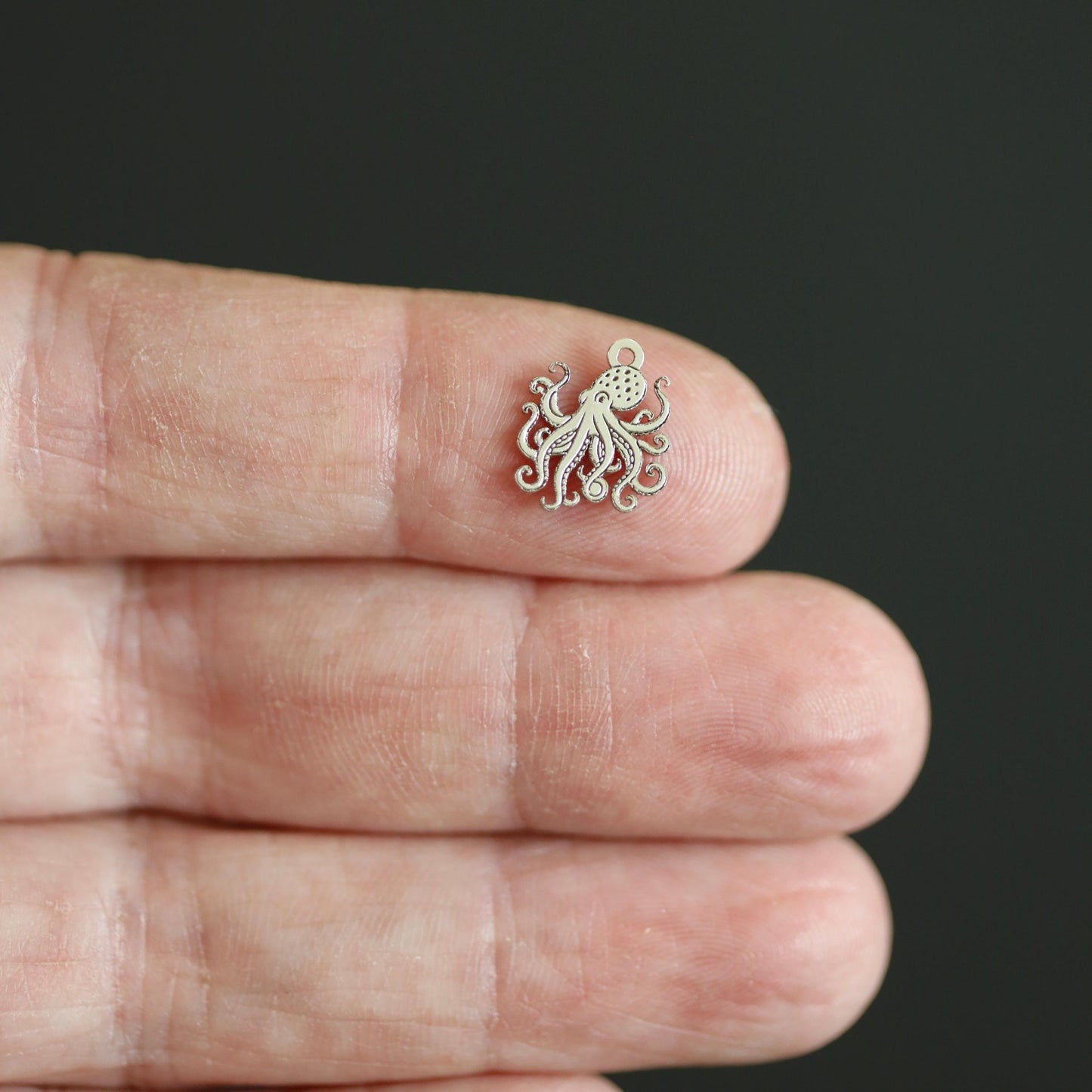 Sterling Silver Octopus Dangle Charm • Ocean Connector • Sea Life Jewelry Supply • Nautical DIY Jewelry