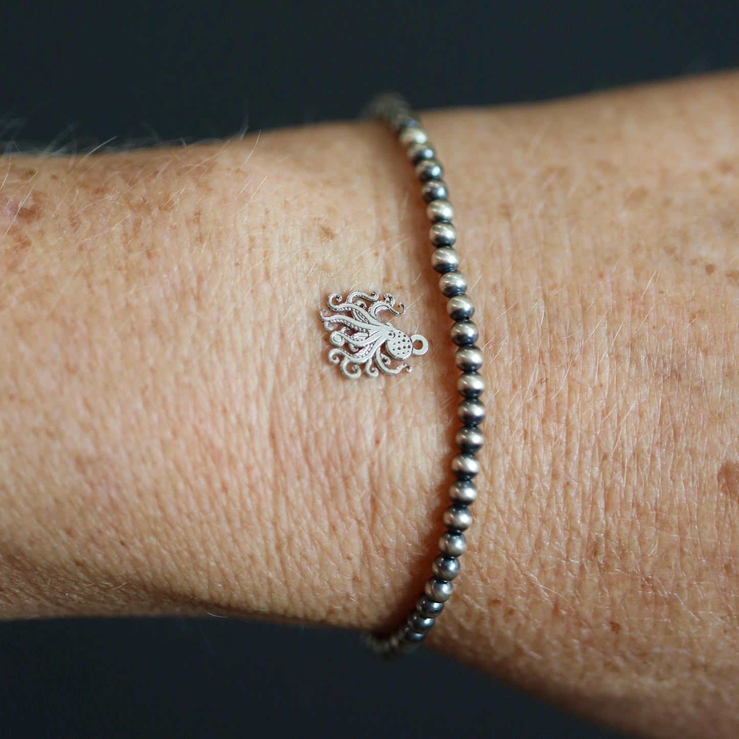 Sterling Silver Octopus Dangle Charm • Ocean Connector • Sea Life Jewelry Supply • Nautical DIY Jewelry