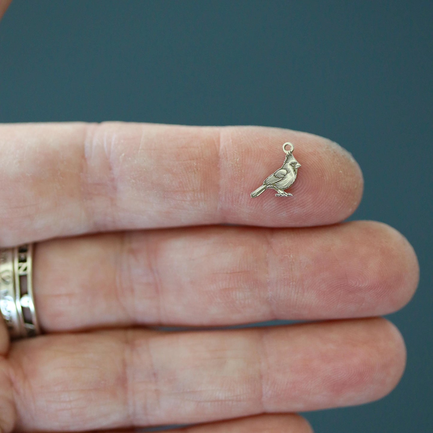 Sterling Silver Cardinal Bird Dangle Charm • Detailed Bird Charm • Nature Jewelry Supply • DIY Necklace or Bracelet