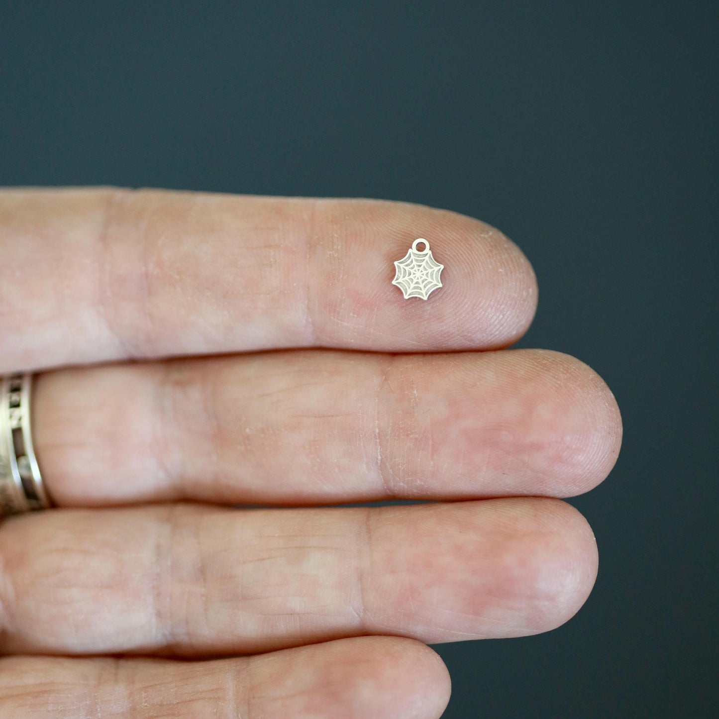 Sterling Silver Spiderweb Dangle Charm • Halloween Jewelry Supply • Spooky Web Charm • DIY Necklace or Bracelet