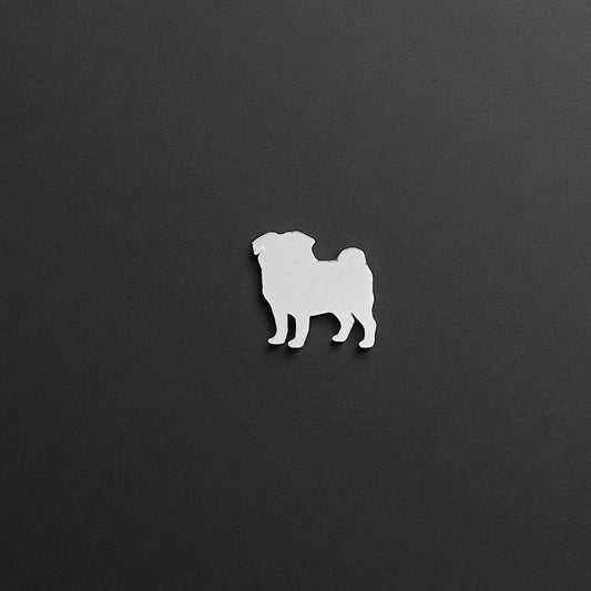 Sterling Silver Pug Dog Silhouette Accent Charm • Solderable Embellishment • Pet Jewelry Supply • DIY Dog Lover Gift