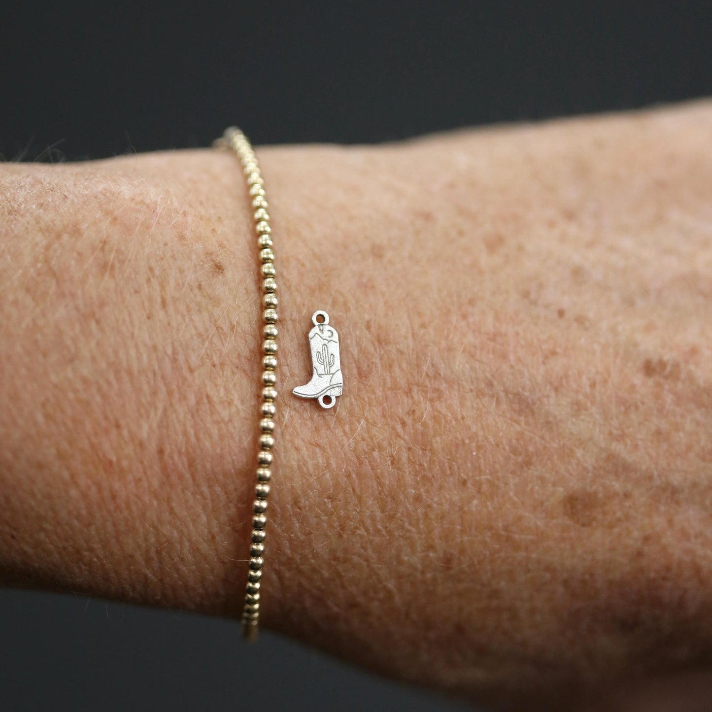 Sterling Silver Desert Cowboy Boot Connector Western Jewelry Supplies Cactus and Moon Charm Pendant Western Sterling Findings