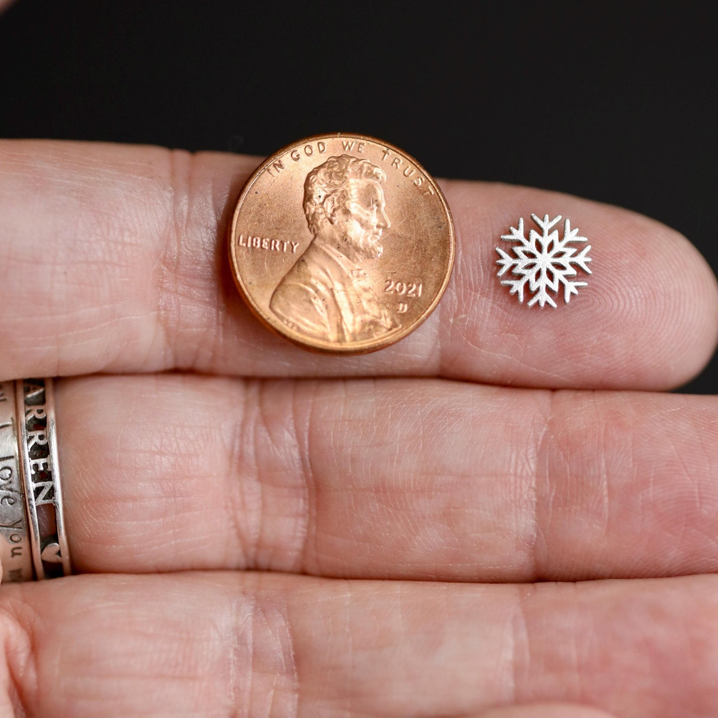 Sterling Silver Petite Snowflake #2 Accent Charm Solderable Embellishment for Winter Jewelry Designs