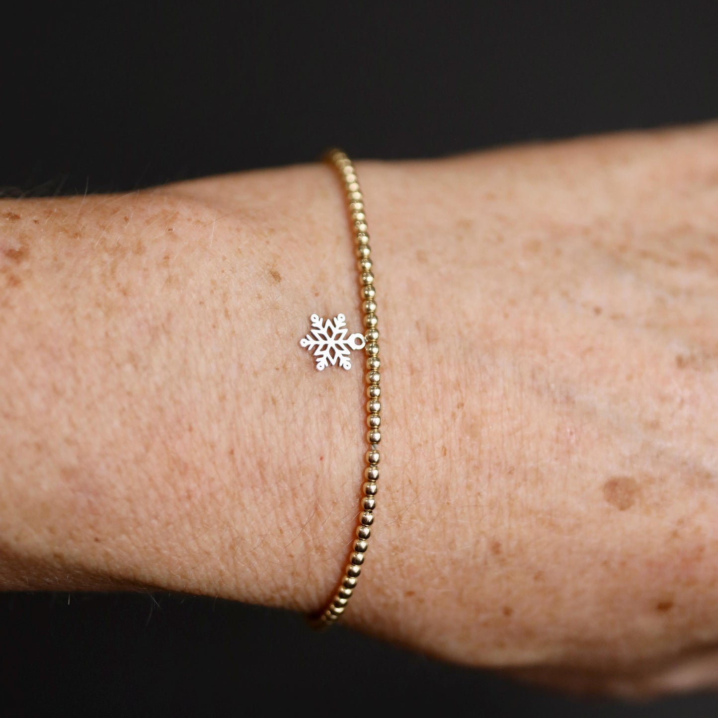 Sterling Silver Petite Snowflake #4 Dangle Charm Tiny Winter Jewelry Accent for Holiday Earrings and Necklaces