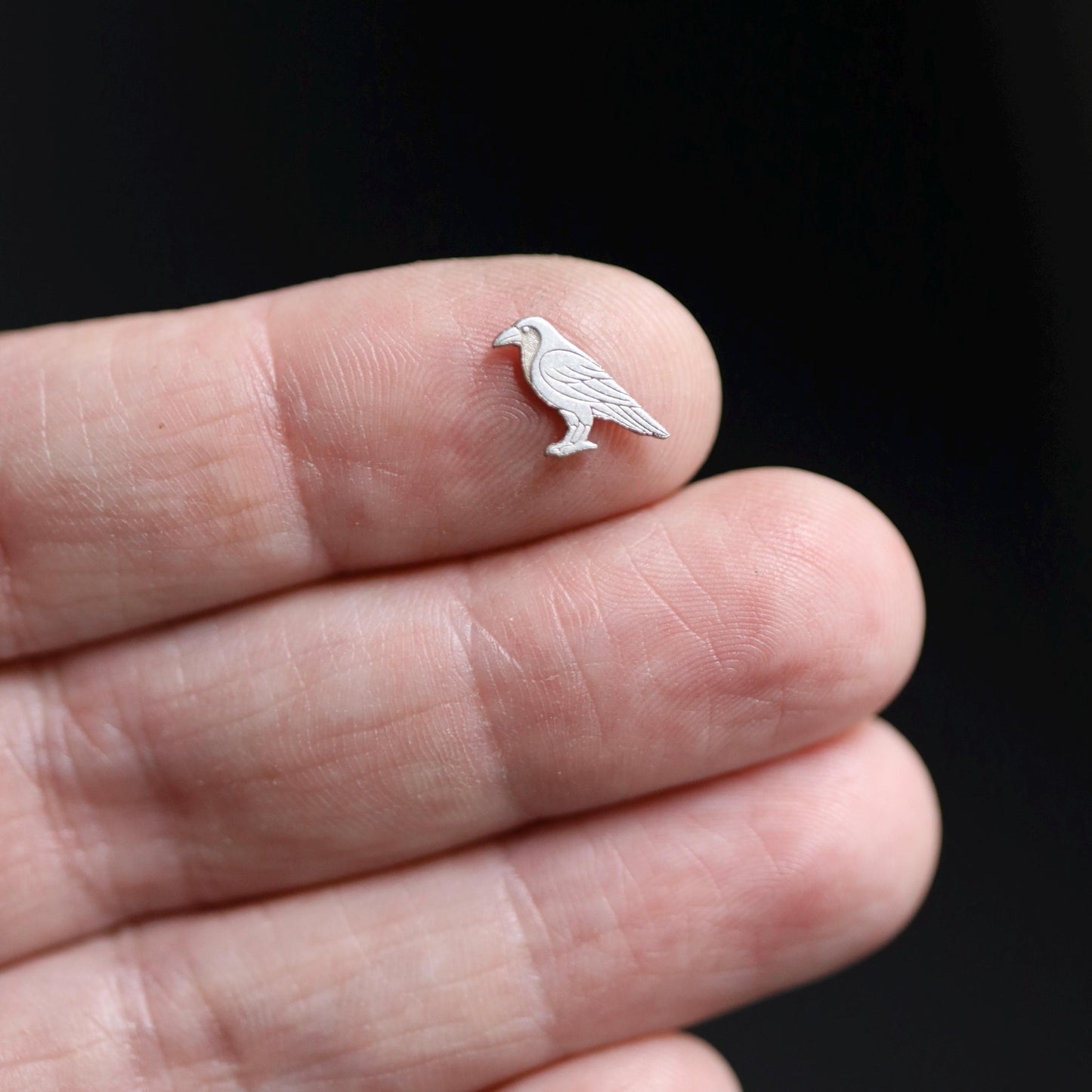 Raven Accent Charm Sterling Silver Solderable Embellishment Bird Jewelry Component Gothic Jewelry Supply Halloween Charm