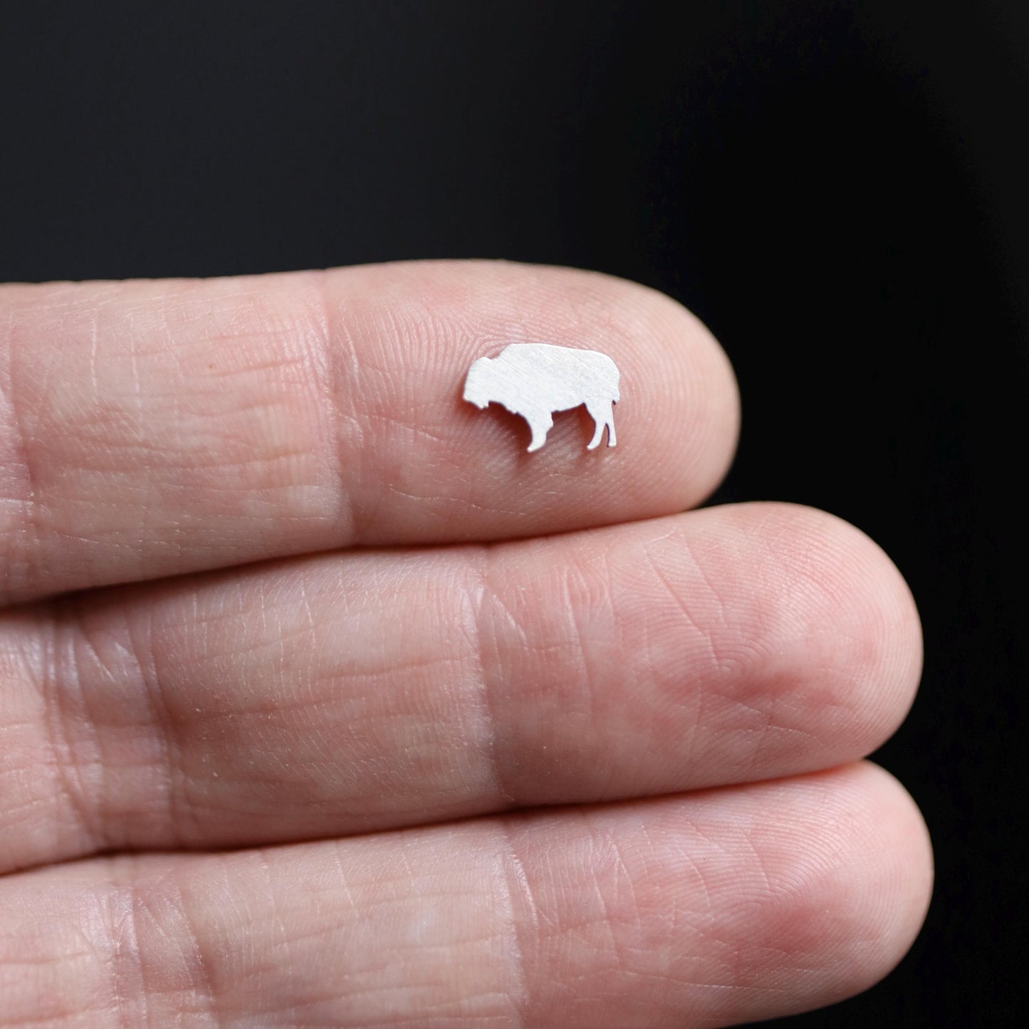 Sterling Silver Bison Silhouette Accent Charm Western Jewelry Supply Solderable Embellishment Buffalo Charm for Bracelets & Necklaces