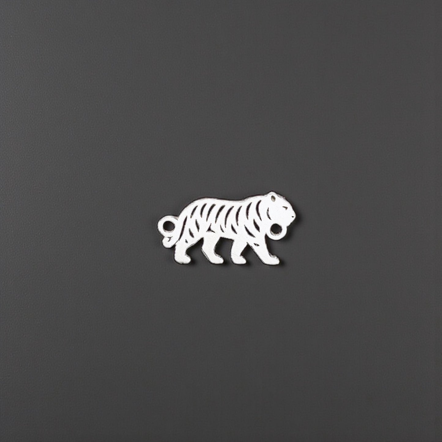 Sterling Silver Tiger Connector Charm • Wildlife Jewelry Component • Jungle Charm for DIY Bracelets • Jewelry Supplies