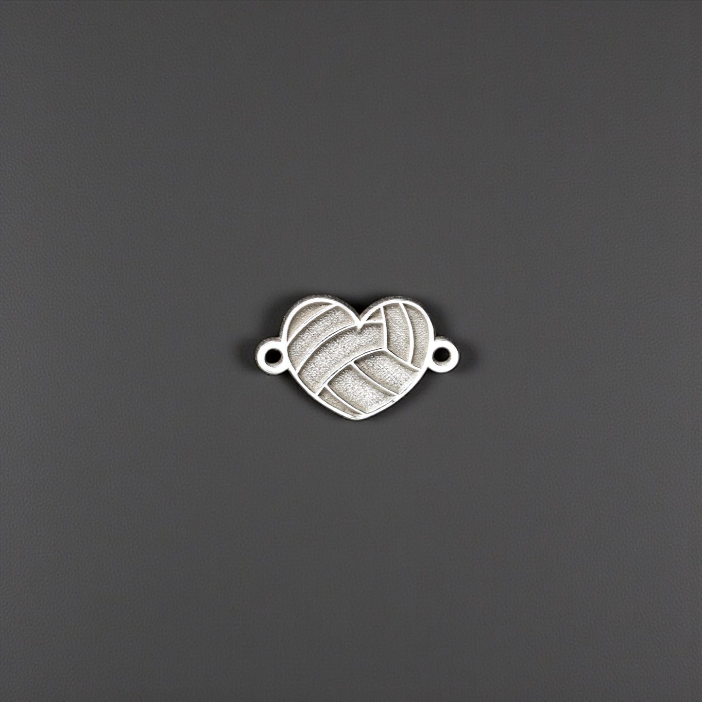 Sterling Silver Volleyball Heart Connector Charm • Sports Jewelry Findings • Volleyball Bracelet Link • Athletic Jewelry Connector