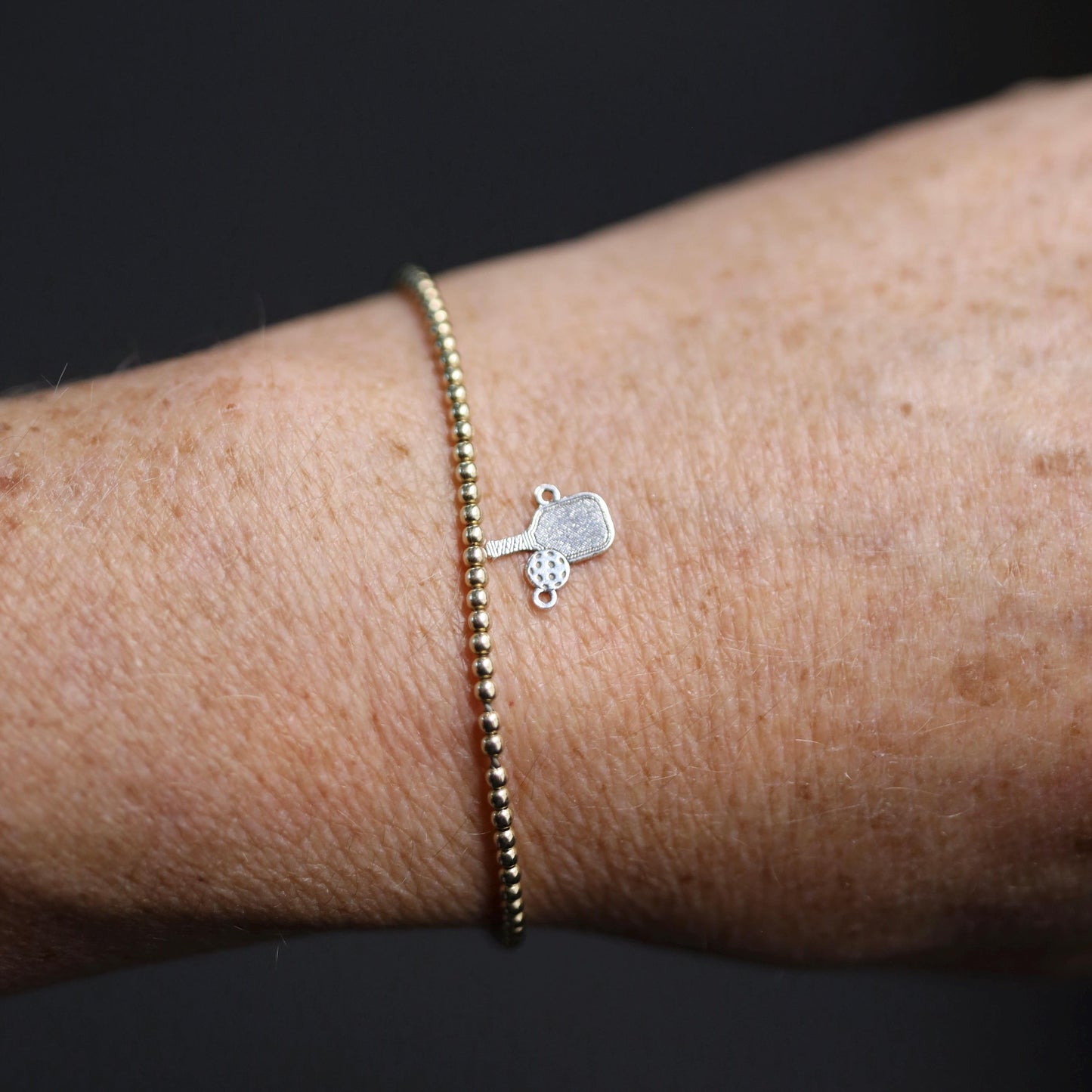 Sterling Silver Pickleball Connector Charm • Sports Jewelry Findings • Small Paddle and Ball Bracelet Link • Athletic Necklace Connector