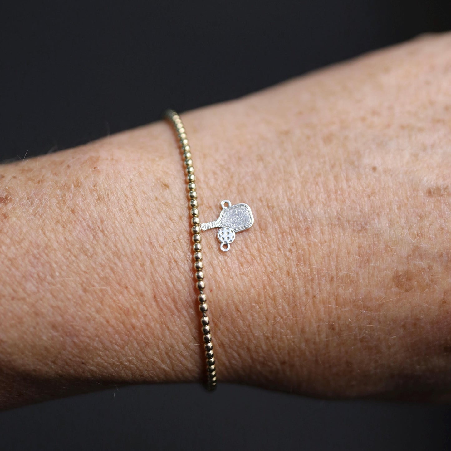 Pickleball Connector Charm Athletic Sports Connector Small Paddle and Ball Bracelet Link Sterling Silver Findings