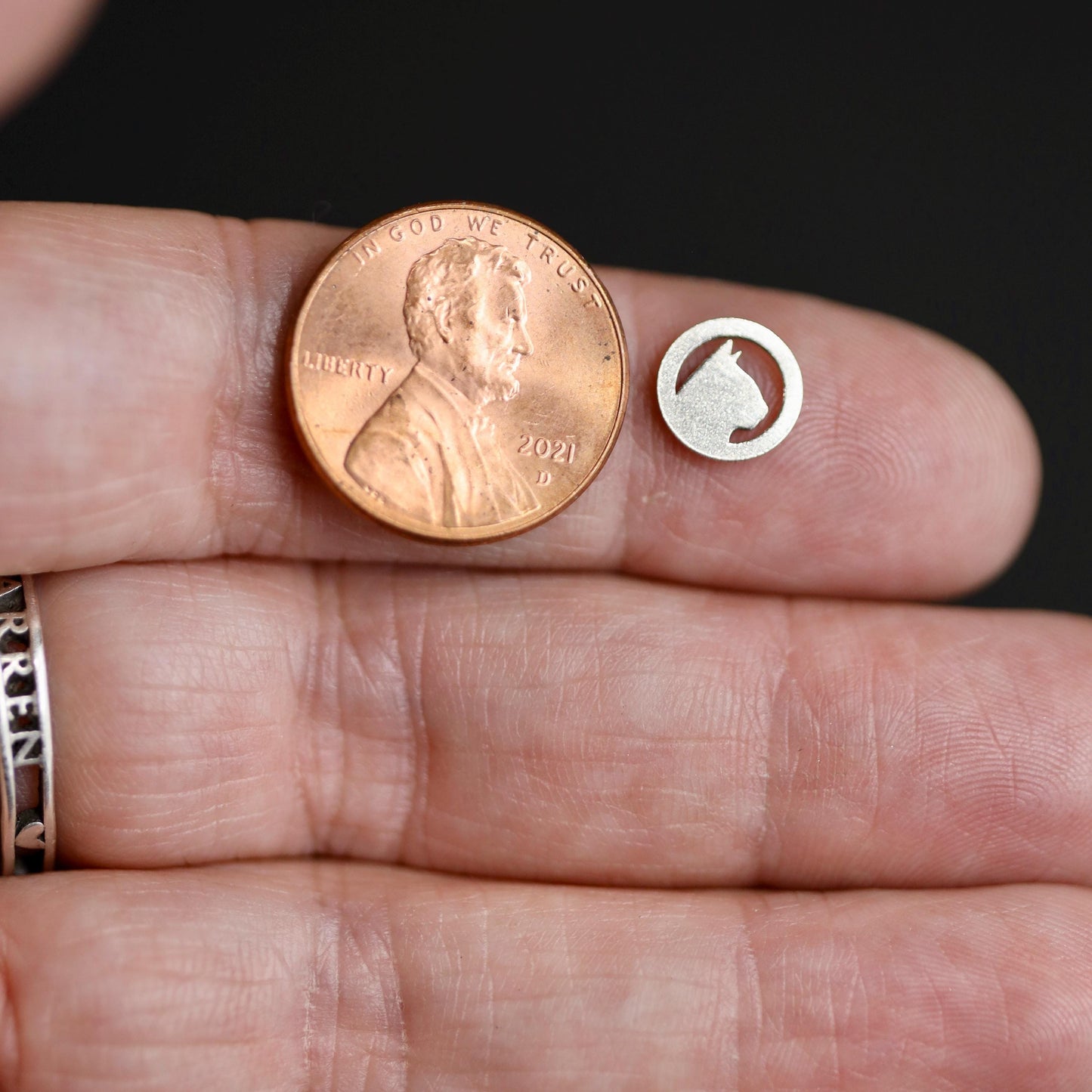 Sterling Silver Cat Head Silhouette Accent Charm Solderable Embellishment for Custom Jewelry