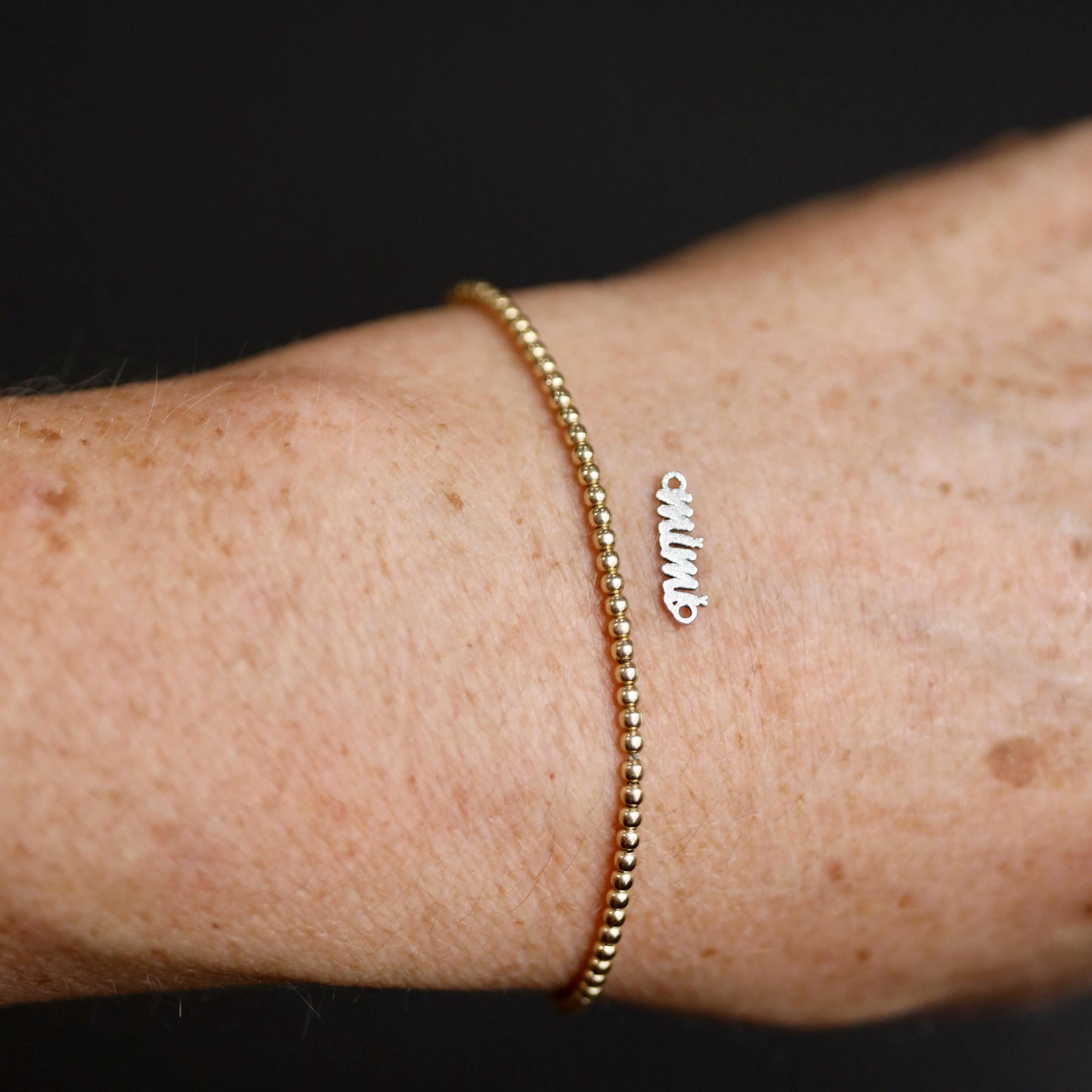 Sterling Silver “Mimi Script Connector Charm Elegant Name Jewelry Link for Personalized Designs