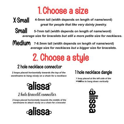 Simple Font Custom Name or Word Charm Sterling Silver, Gold Filled, Rose Personalized Connector for Necklaces & Bracelets