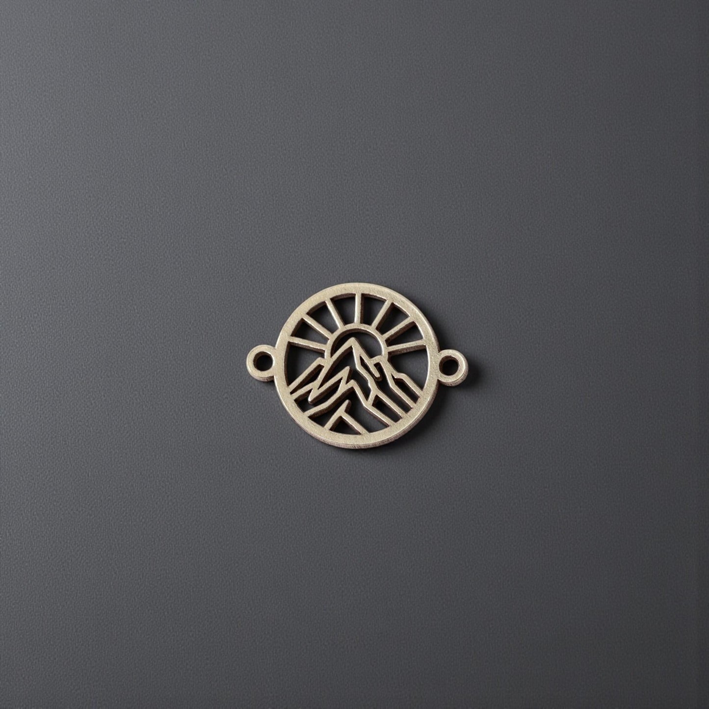 Mountain with Radiant Sun Cutout Connector Nature Jewelry Link for Handmade Bracelets and Necklaces Sterling Silver or Gold Filled