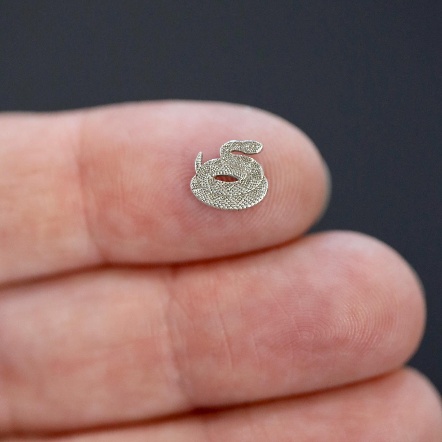 Sterling Silver Rattlesnake Accent Charm Solderable Embellishment for Handmade Jewelry Designs