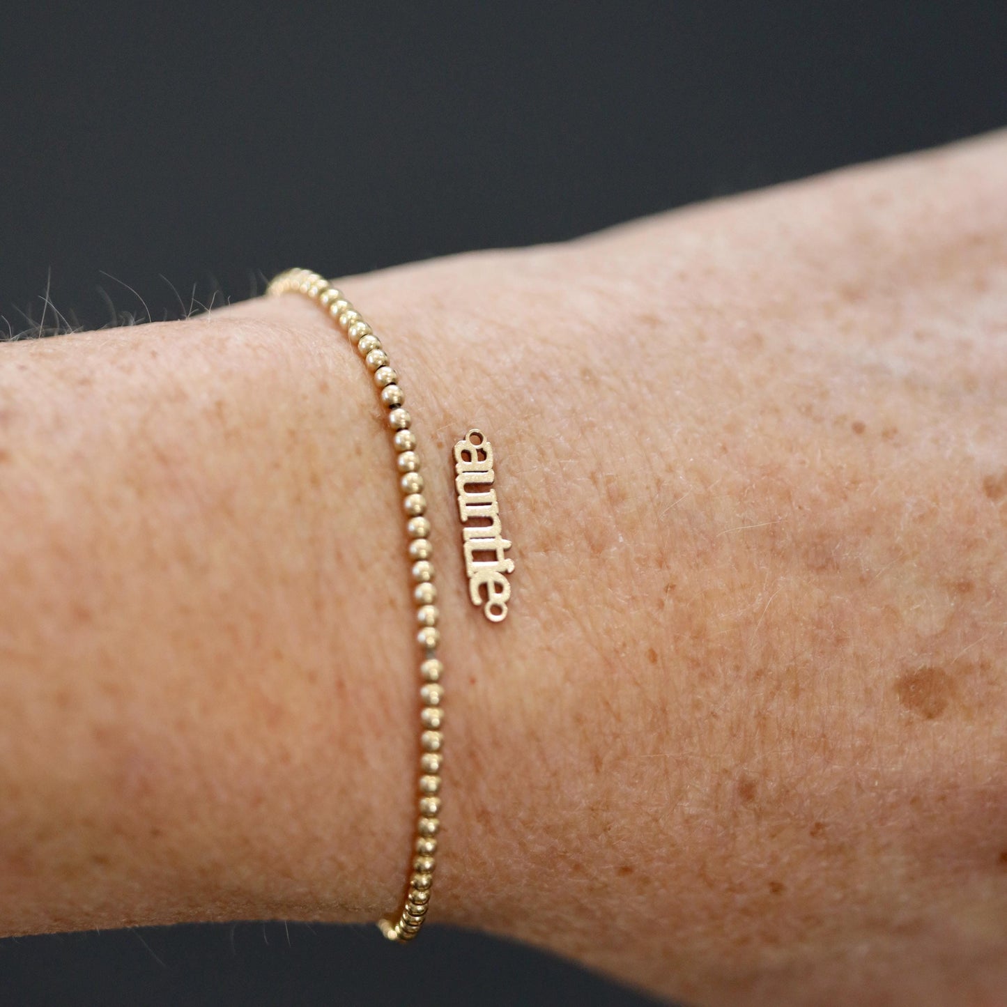 Auntie Script Connector Charm Family Name Jewelry Link Sterling Silver or 14K Gold Filled