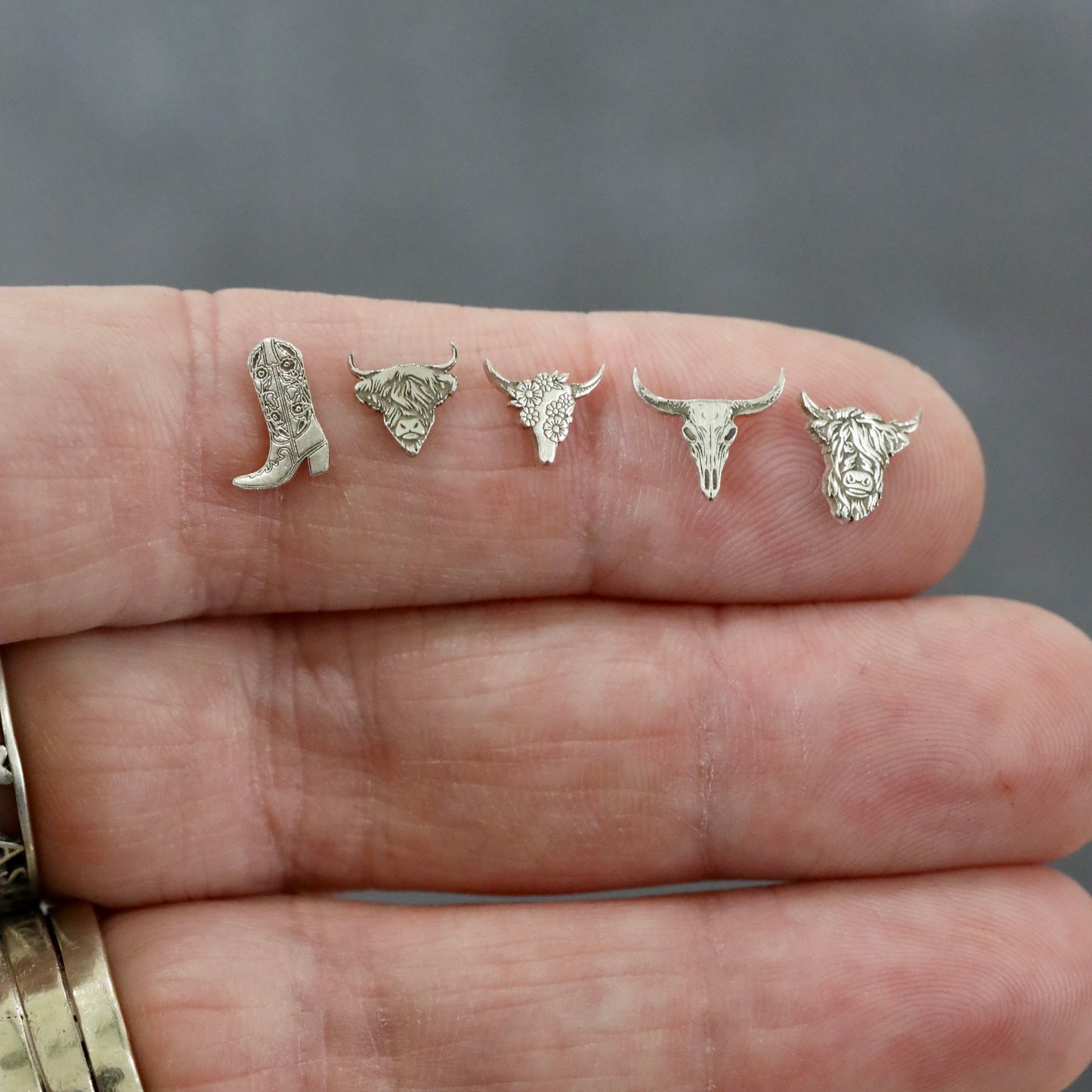 Cowgirl / Cowboy Boot Floral Accent Charm Findings & Embellishments for Soldering DIY Jewelry Making in Sterling Silver