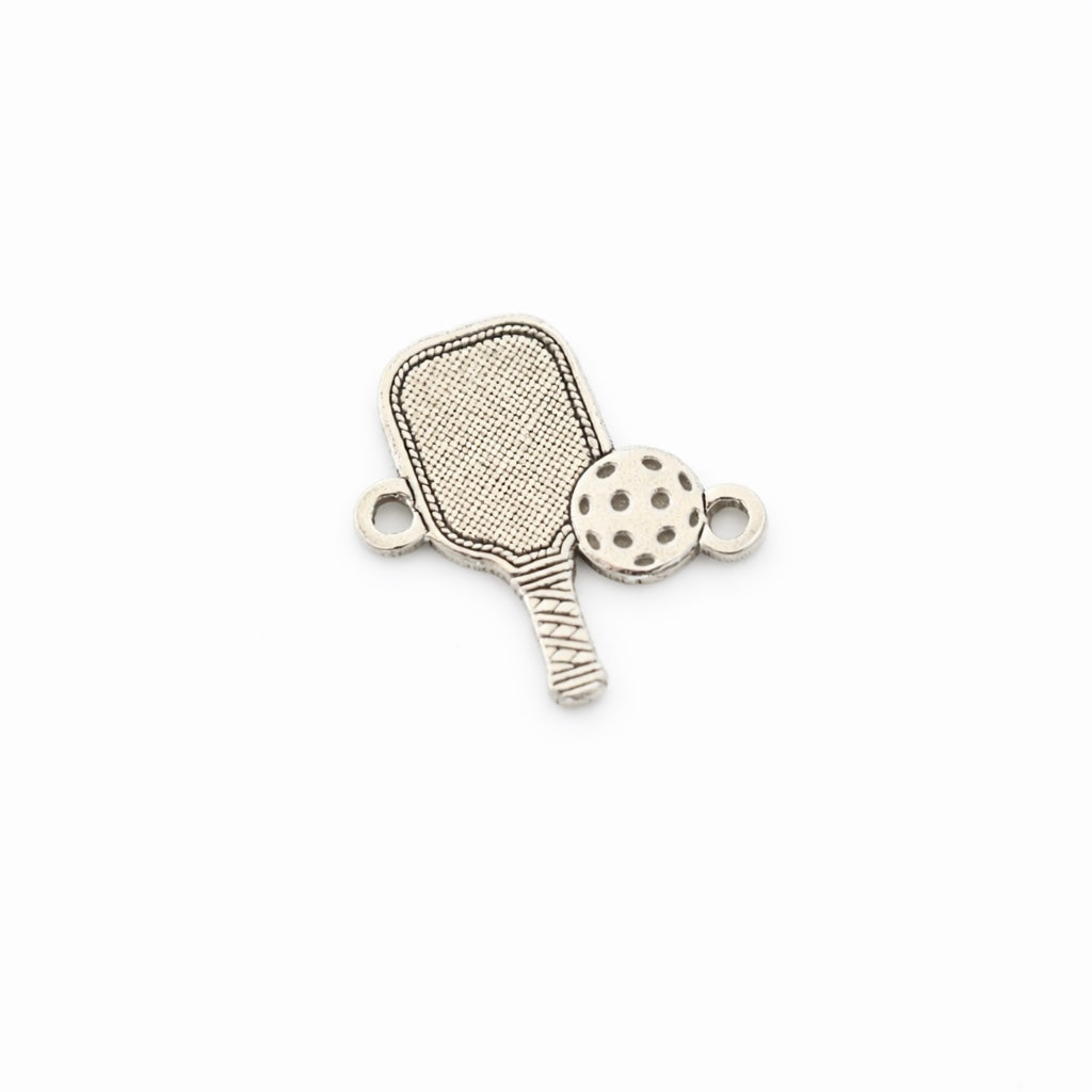 Pickleball Connector Charm Athletic Sports Connector Small Paddle and Ball Bracelet Link  Sterling Silver Findings