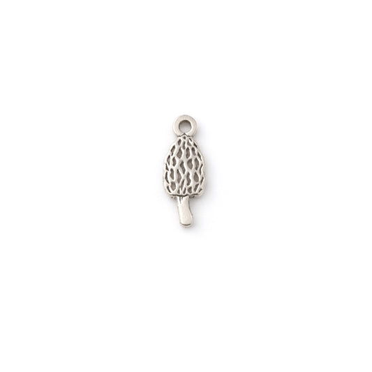Morel Mushroom Dangle Charm Nature Jewelry Supply Forest Charm Sterling Silver Findings