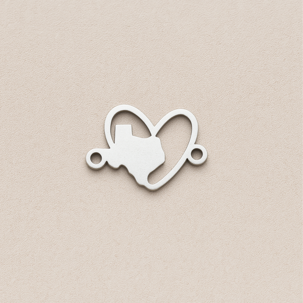 Texas Love Heart State Connector Charm  – 100% Net Profits Donated to Texas Flood Relief