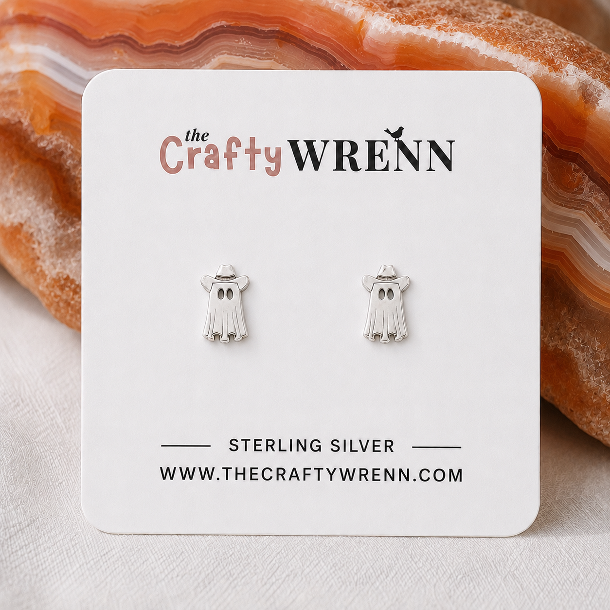 Cowboy Ghost Stud Earrings Sterling Silver