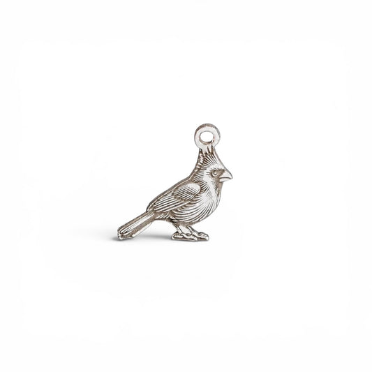 Cardinal Bird Dangle Charm Bird Charm Nature Jewelry Supply Sterling Silver Findings