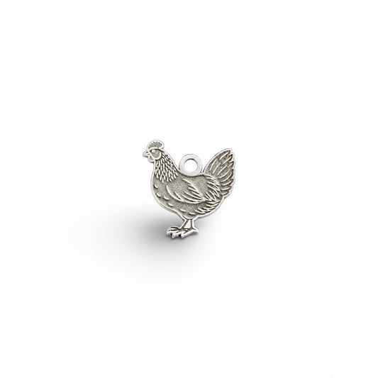 Chicken Charm Farm Animal Jewelry Supplies Hen Pendant Accent Sterling Silver Findings