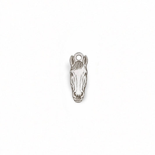 Horse Face Dangle Charm Equestrian Jewelry Supply Farm Animal Charm Sterling Silver Findings