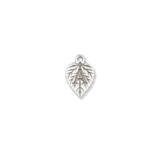 Leaf Initial Dangle Charm Nature Jewelry Findings Personalized Plant Pendant Sterling Silver Findings