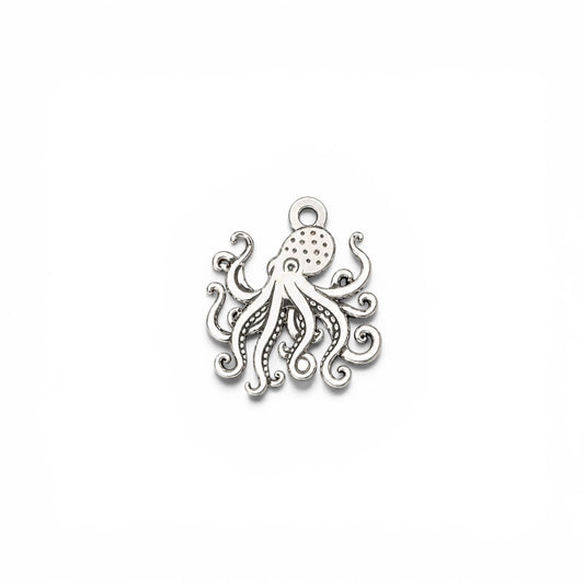 Octopus Dangle Charm Sterling Silver Coastal Sea Life Nautical Jewelry Findings
