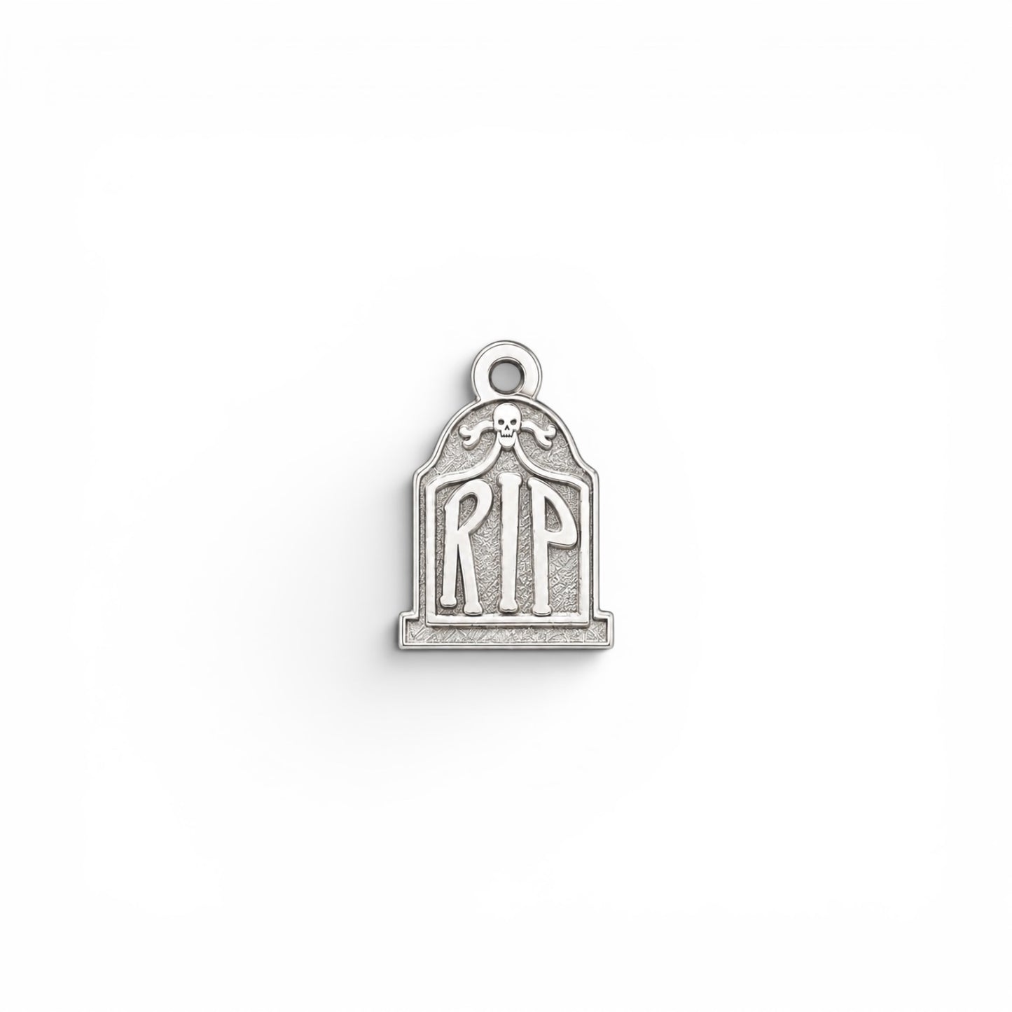 RIP Tombstone Dangle Charm Spooky Halloween Jewelry Gothic Horror Headstone Pendant Sterling Silver Findings