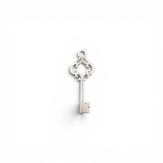 Skeleton Key Dangle Charm Vintage Key Pendant Jewelry Supplies Sterling Silver Findings