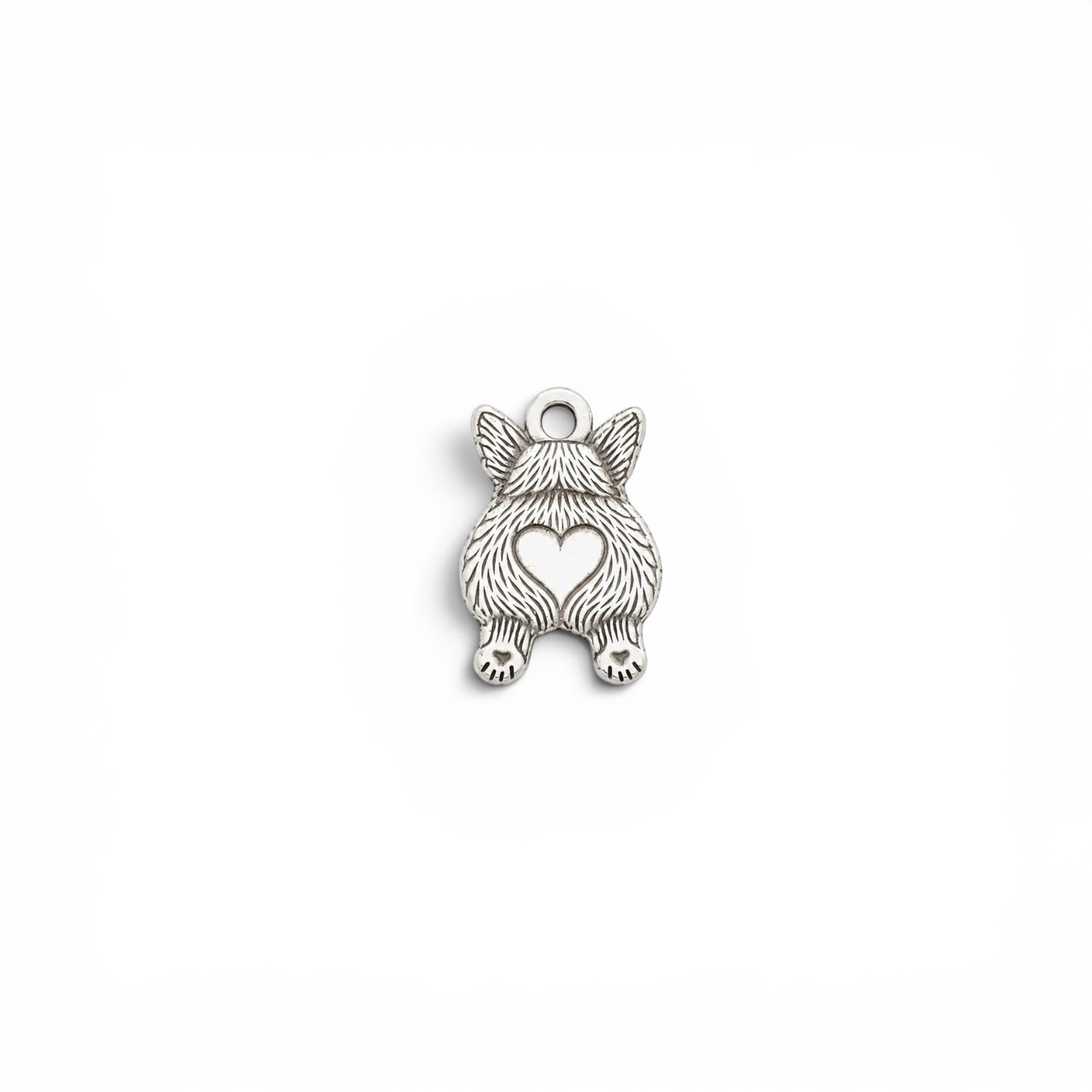 Corgi Butt Dangle Charm Dog Jewelry Supply Pet Lover Charm Funny DIY Jewelry Sterling Silver Findings