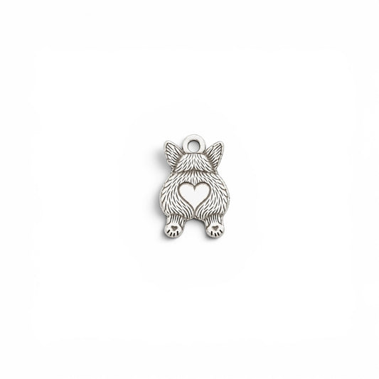 Corgi Butt Dangle Charm Dog Jewelry Supply Pet Lover Charm Funny DIY Jewelry Sterling Silver Findings