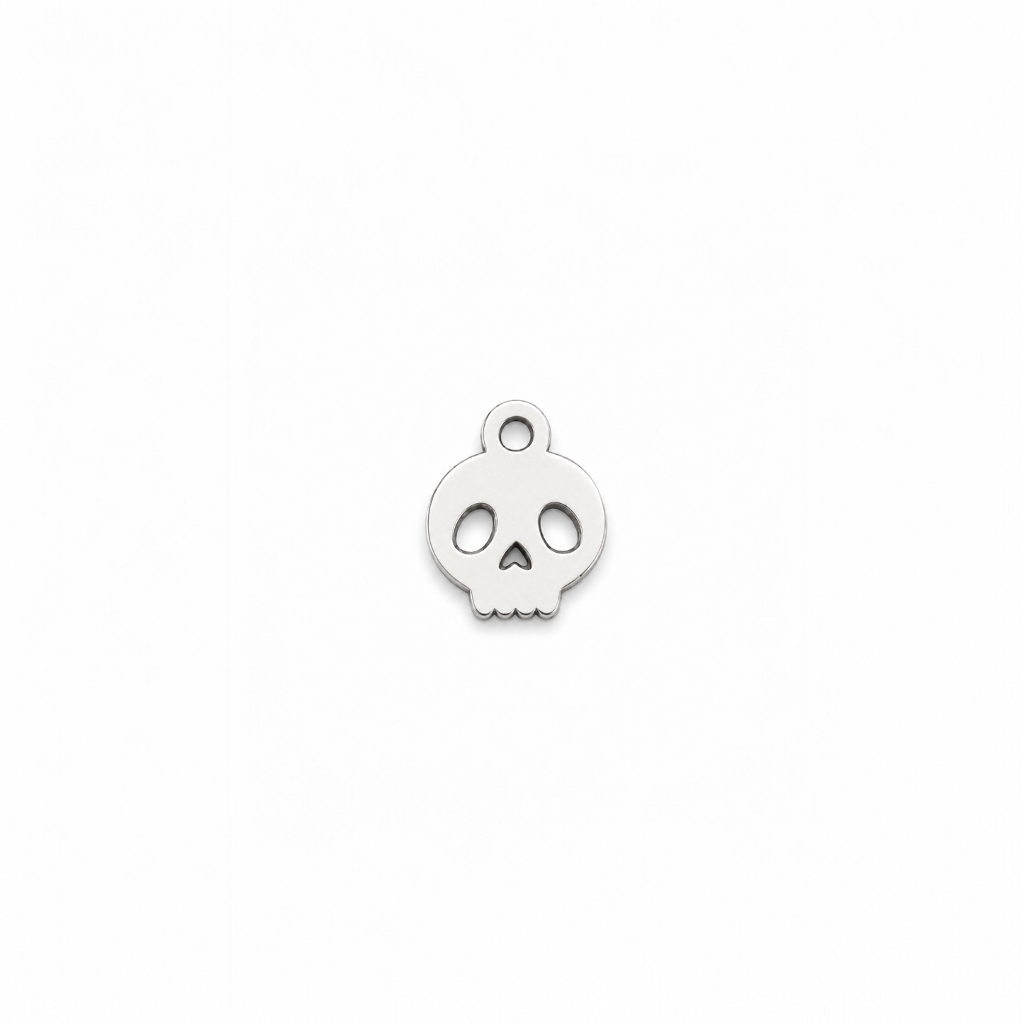 Tiny Skull Silhouette Dangle Charm Halloween Jewelry Supply Minimal Gothic Charm Sterling Silver Findings