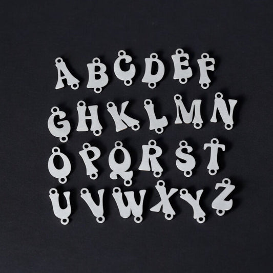 Retro Font Alphabet Charm Findings & Embellishments for Soldering or Jewelry Making, Pendants and Connectors