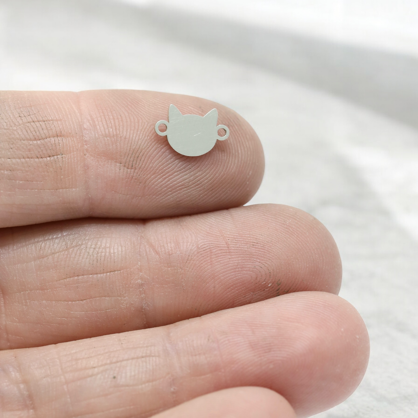 Cat Face Accent Connector Charm for Jewelry Making - Permanent Jewelry Supplies
