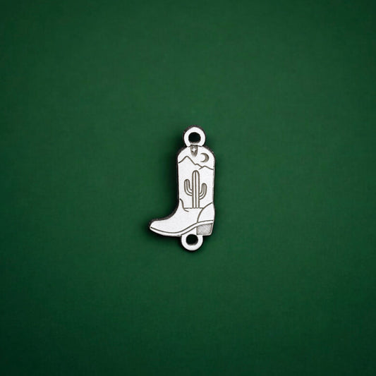 Sterling Silver Desert Cowboy/Cowgirl Boot Connector Charm – Cactus & Moon Design