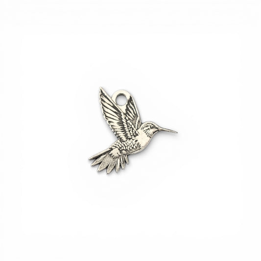 Hummingbird Dangle Charm Sterling Silver Bird Pendant Jewelry Supplies Nature Accent Findings